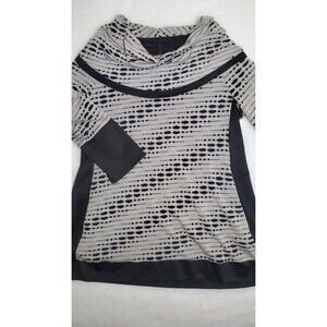 IC By Connie K Tunic Cowl Neck Size L Black Gray